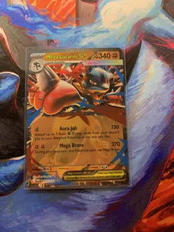 Pokemon TCG Mega Lucario ex - 077/132 MEG ME01: Mega Evolution Holo NM Card - Image 1