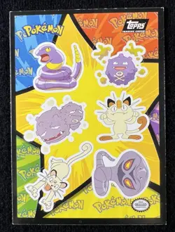 1999 Topps Pokemon Movie Meowth Team Rocket Arbok Weezing Persian Sticker Card - Image 1