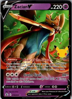 Zacian V 016/025 Celebrations Ultra Rare Pokemon TCG Card - NM - Image 1