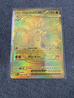 Mega Lucario Ex 188/132 Mega Evolution Gold Hyper Rare Pokemon TCG Card English - Image 1