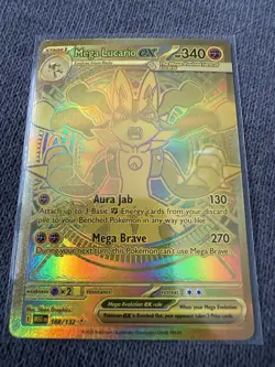 Mega Lucario Ex 188/132 Mega Evolution Gold Hyper Rare Pokemon TCG Card English - Image 2
