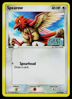 Pokemon Card - Spearow Crystal Guardians 61/100 Common Reverse Holo Stamped - Image 1