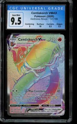 CGC 9.5 Gem Mint Pokemon Centiskorch VMAX Darkness Ablaze 191/189 2020 - Image 1