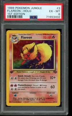 PSA 6 EX-MT Pokemon Flareon Jungle 1st Edition Holo 3/64 - Image 1