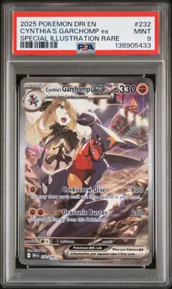 2025 POKEMON DRI EN-DESTINED RIVALS #232 CYNTHIA'S GARCHOMP EX PSA 9 - Image 1