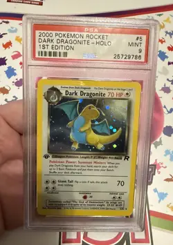 2000 POKEMON ROCKET 1ST ED #5 DARK DRAGONITE-HOLO PSA 9 - Image 1