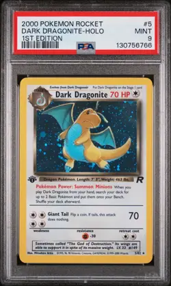 2000 POKEMON ROCKET 1ST EDITION #5 DARK DRAGONITE-HOLO PSA 9 - Image 1