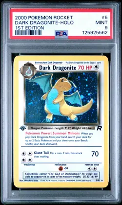 2000 POKEMON ROCKET 1ST EDITION #5 DARK DRAGONITE-HOLO PSA 9 - Image 1
