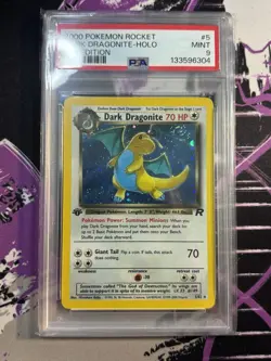 2000 Pokemon Team Rocket 1st Ed #5 Dark Dragonite Holo PSA 9 SWIRL New Cert - Image 2