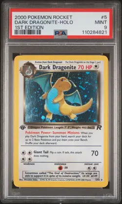 2000 POKEMON ROCKET 1ST ED #5 DARK DRAGONITE-HOLO PSA 9 - Image 1