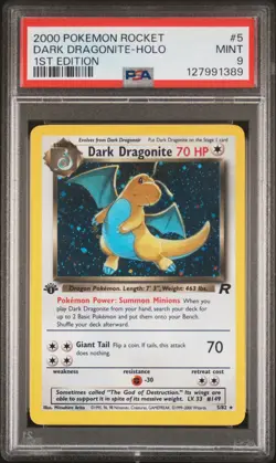 2000 POKEMON ROCKET 1ST ED #5 DARK DRAGONITE-HOLO PSA 9 - Image 1