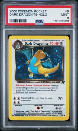 2000 POKEMON ROCKET #5 DARK DRAGONITE-HOLO PSA 9 - Image 1