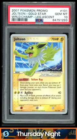 2007 POKEMON BLACK STAR PROMO: WORLD CHAMPIONSHIP DECK JOLTEON GOLD STAR PSA 10 - Image 1