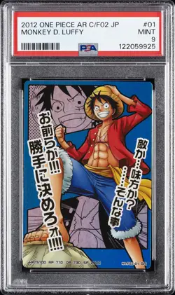 2012 CARDDASS ONE PIECE JPN AR CARDDASS FORMATION 02 #01 MONKEY D. LUFFY PSA 9 - Image 1