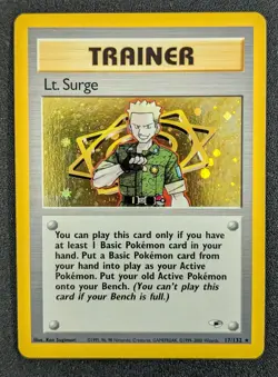 Pokemon Lt. Surge Trainer Holo Card 17/132 Gym Heroes Series LP - Image 1