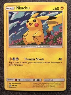 Pikachu SM206 Black Star Promo Holo Pokemon Card LP - Image 1