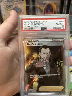 Pokemon Boss's Orders Sword & Shield Rebel Clash Full Art 189/192 PSA 8 - Image 2