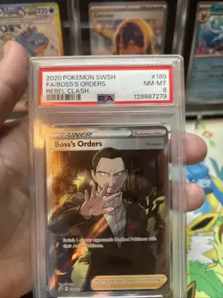 Pokemon Boss's Orders Sword & Shield Rebel Clash Full Art 189/192 PSA 8 - Image 3