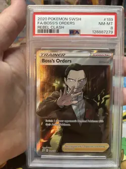 Pokemon Boss's Orders Sword & Shield Rebel Clash Full Art 189/192 PSA 8 - Image 4