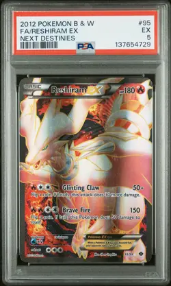 2012 POKEMON B&W NEXT DESTINIES #95 FULL ART/RESHIRAM EX PSA 5 - Image 1