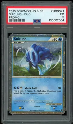 Pokemon TCG Suicune Holo Ultra Rare HG & SS Promo #HGSS21 PSA 5 EX - Image 1