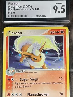 Flareon Holo CGC 9.5 Pokemon 2003 EX Sandstorm eReader #5 Swirl Low POP 10! - Image 2
