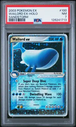 2003 POKEMON EX SANDSTORM #100 WAILORD EX-HOLO PSA 7 - Image 1