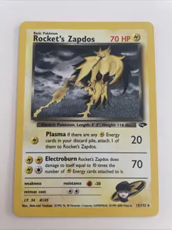 Rockets Zapdos Holo Foil Rare Card Gym Challenge 15/132 - Image 1