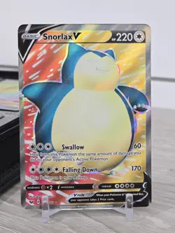 Pokemon Card TCG Snorlax V Full Art 197/202 Holo Sword & Shield Base Set Holo NM - Image 3