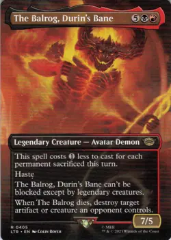 MTG The Balrog, Durin's Bane (Borderless) (405) | NM | Lord of the Rings {LTR} - Image 1
