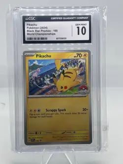 CGC 10 GEM MINT Pikachu #190 Black Star Promo 2024 Pokemon World Championships - Image 1