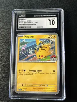 CGC 10 GEM MINT Pikachu #190 Black Star Promo 2024 Pokemon World Championships - Image 1