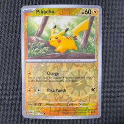 PIKACHU 025/165 COMMON 151 POKEMON COSMOS REVERSE HOLO NM 4 - Image 1