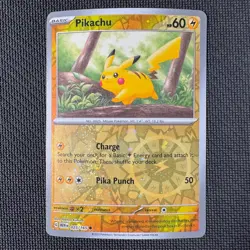 PIKACHU 025/165 COMMON 151 POKEMON COSMOS REVERSE HOLO NM 3 - Image 1