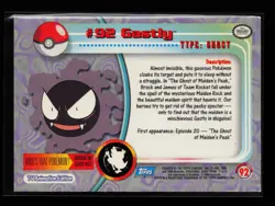 Gastly #92 Topps TV Animation Blue Logo Pokemon Card - Image 2