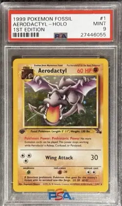 Aerodactyl Fossil Holo 1st Edition PSA 9 MINT (1999 Pokemon WOTC Vintage) - Image 1