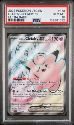 LILLIE'S CLEFAIRY EX 173 PSA 10 2025 POKEMON JTG EN-JOURNEY TOGETHER ULTRA RARE - Image 1