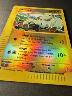 Pokemon Card Mankey 92/147 Reverse Holo Foil Aquapolis LP - Image 2