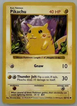 Pokemon TCG Pikachu 58/102 Base Set Shadowless Common Red Cheeks Vintage - Image 1