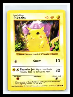💥 Pikachu Red Cheeks (Shadowless Base Set) 1999 Pokemon TCG Non Holo # 58/102 - Image 1