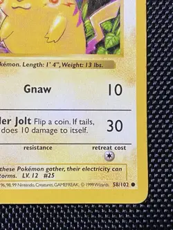⚡ Pokemon TCG Pikachu Red Cheeks 58/102 Shadowless Base Set 1999 ⚡ - Image 4