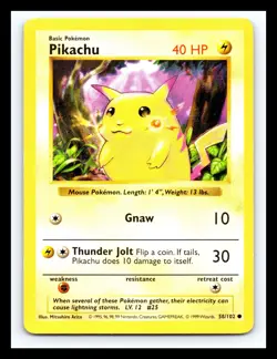 💥 Pikachu Red Cheeks (Shadowless Base Set) 1999 Pokemon TCG Non Holo # 58/102 - Image 1