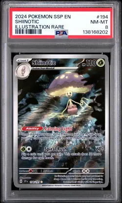 2024 POKEMON SSP EN-SURGING SPARKS ILLUSTRATION RARE #194 SHIINOTIC PSA 8 - Image 1