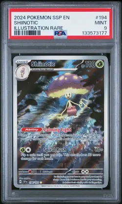 2024 POKEMON SSP EN-SURGING SPARKS ILLUSTRATION RARE #194 SHIINOTIC PSA 9 - Image 1