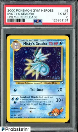 2000 Pokemon Gym Heroes #9 Misty's Seadra Holo Prereleas PSA 6 EX-MT - Image 1