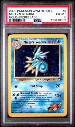 2000 POKEMON GYM HEROES #9 MISTY'S SEADRA HOLO PRERELEASE PSA 6 (8553) - Image 1