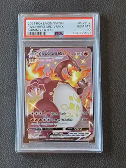 2021 POKEMON SWORD & SHIELD SHINING FATES #SV107 FULL ART/CHARIZARD VMAX PSA 10 - Image 1