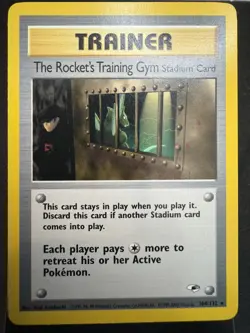 Rocket's Training Gym Stadium Card 104/132 Rare Gym Heroes Trainer Pokemon LP - Image 1