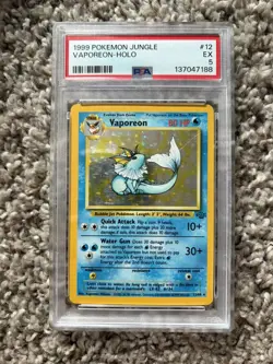 1999 Pokemon Jungle Vaporeon Holo 12/64 Graded PSA 5 - Image 1