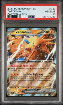 2023 POKEMON SVP EN-SV BLACK STAR PROMO ZAPDOS EX BOX #049 ZAPDOS EX PSA 10 - Image 1